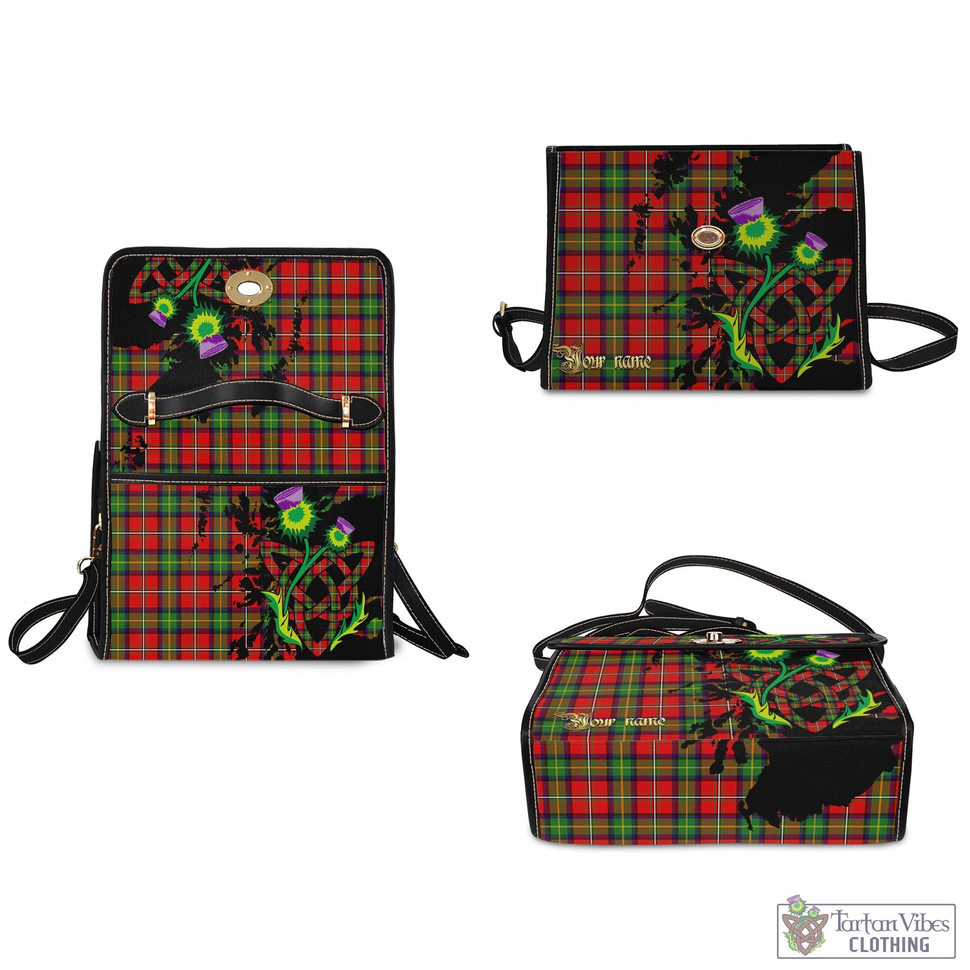 Tartan Vibes Clothing Boyd Modern Tartan Waterproof Canvas Bag with Scotland Map and Thistle Celtic Accents