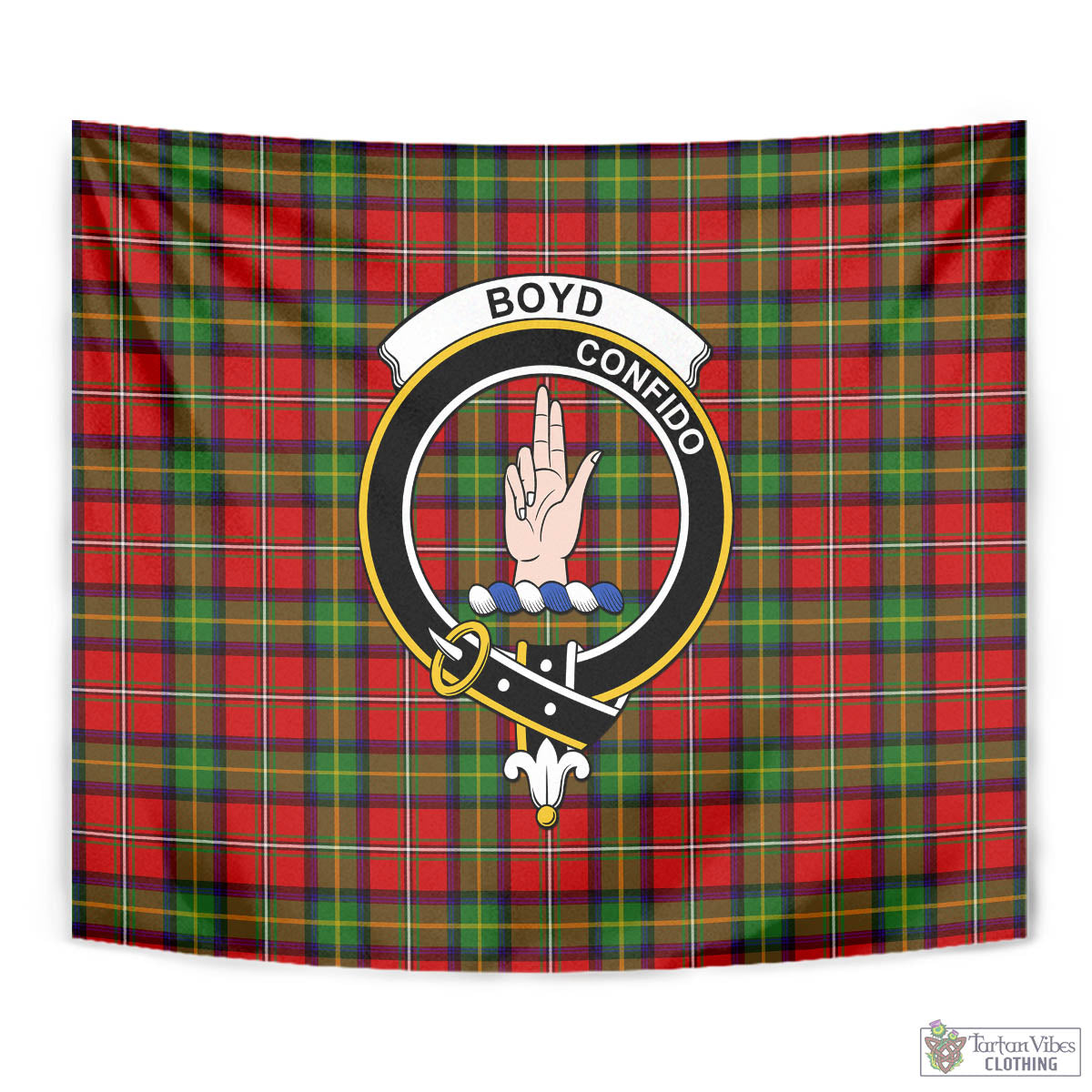 Tartan Vibes Clothing Boyd Modern Tartan Tapestry Wall Hanging and Home Decor for Room with Family Crest