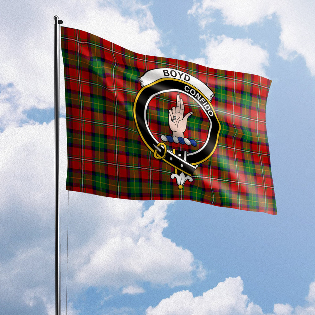 Boyd Tartan Flag with Family Crest House Flag (Horizontal) - Tartan Vibes Clothing