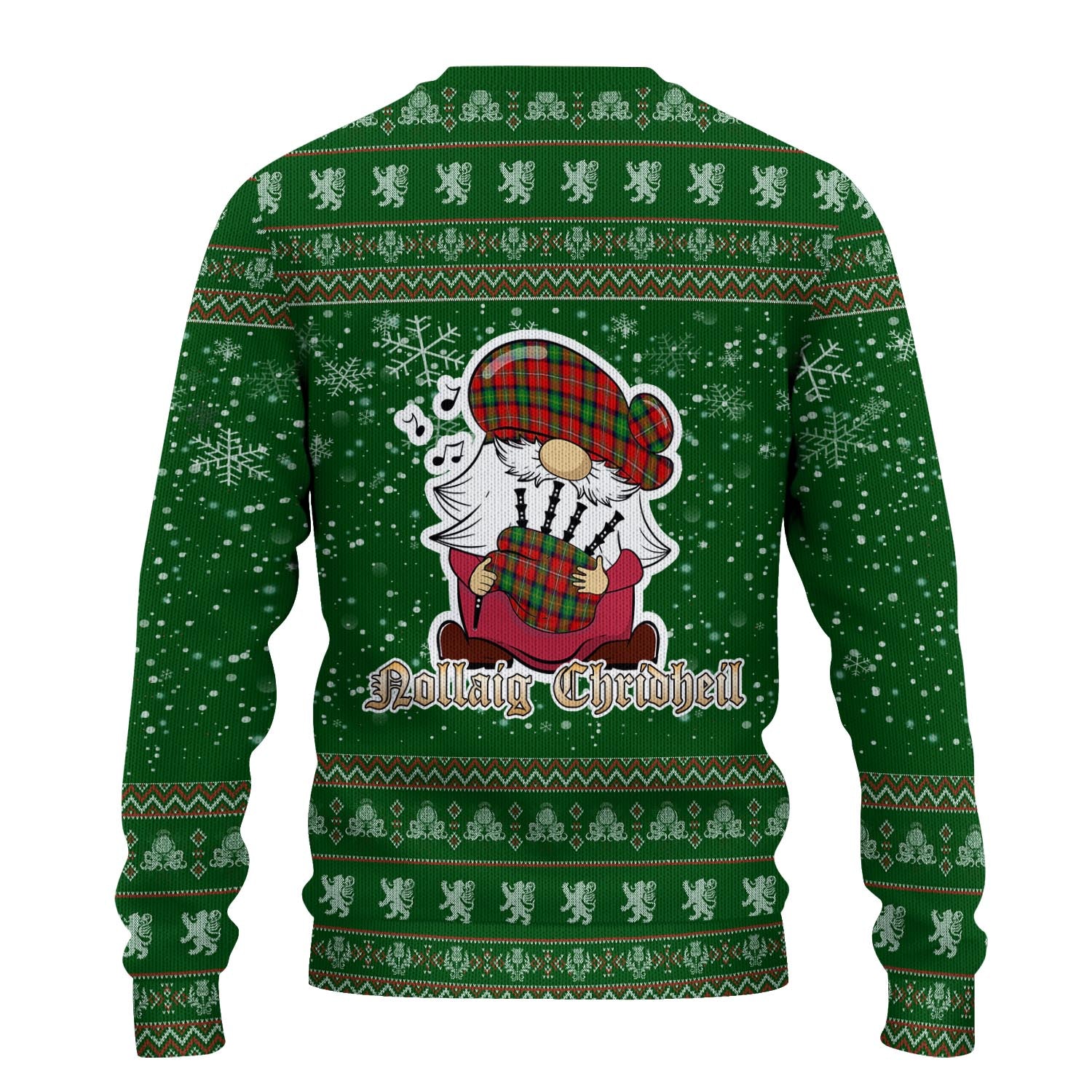 Boyd Modern Clan Christmas Family Knitted Sweater with Funny Gnome Playing Bagpipes - Tartanvibesclothing