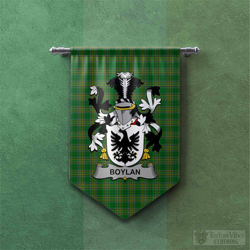 Boylan Irish Clan Tartan Gonfalon, Tartan Banner with Coat of Arms Chevron - Tartan Vibes Clothing