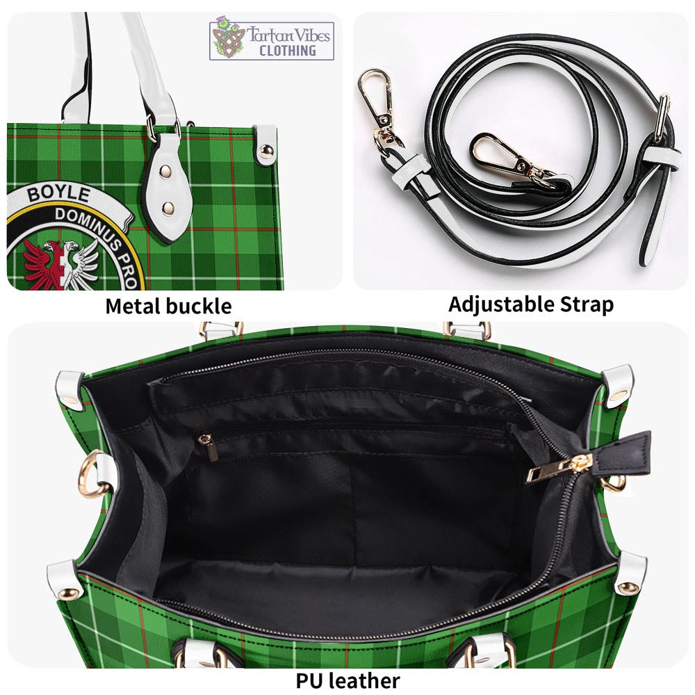 Tartan Vibes Clothing Boyle Tartan Luxury Leather Handbags with Family Crest