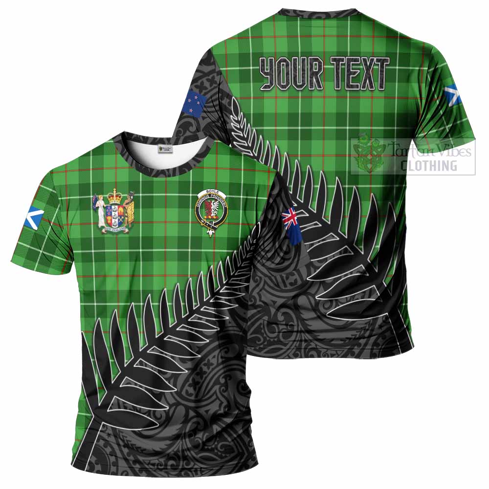 Tartan Vibes Clothing Boyle Crest Tartan T-Shirt with New Zealand Silver Fern Half Style