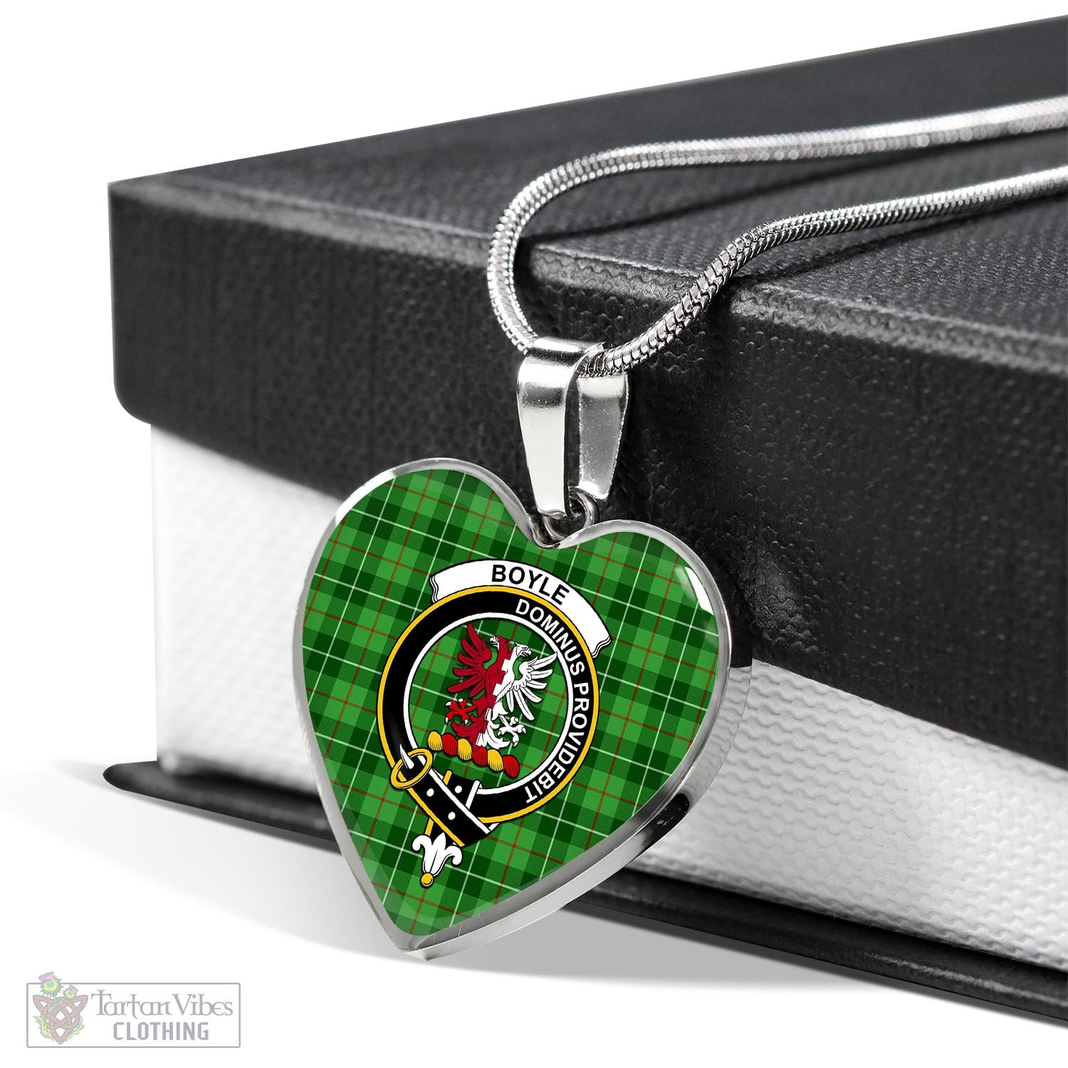 Tartan Vibes Clothing Boyle Tartan Heart Necklace with Family Crest