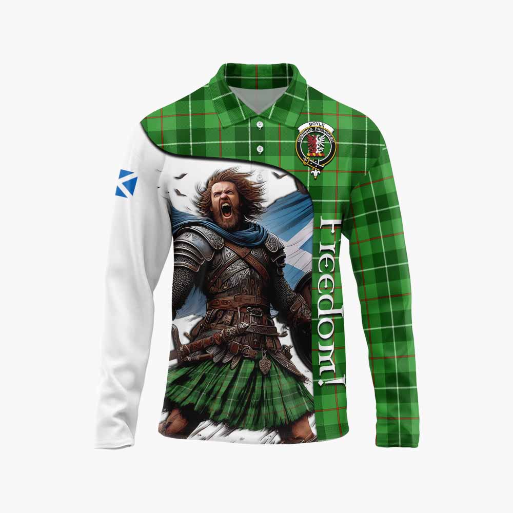 Tartan Vibes Clothing Boyle Crest Tartan Long Sleeve Polo Shirt Inspired by the Freedom of Scottish Warrior