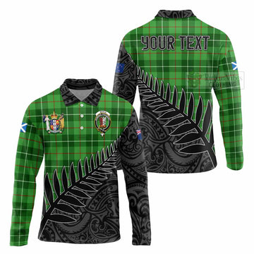 Boyle Crest Tartan Long Sleeve Polo Shirt with New Zealand Silver Fern Half Style