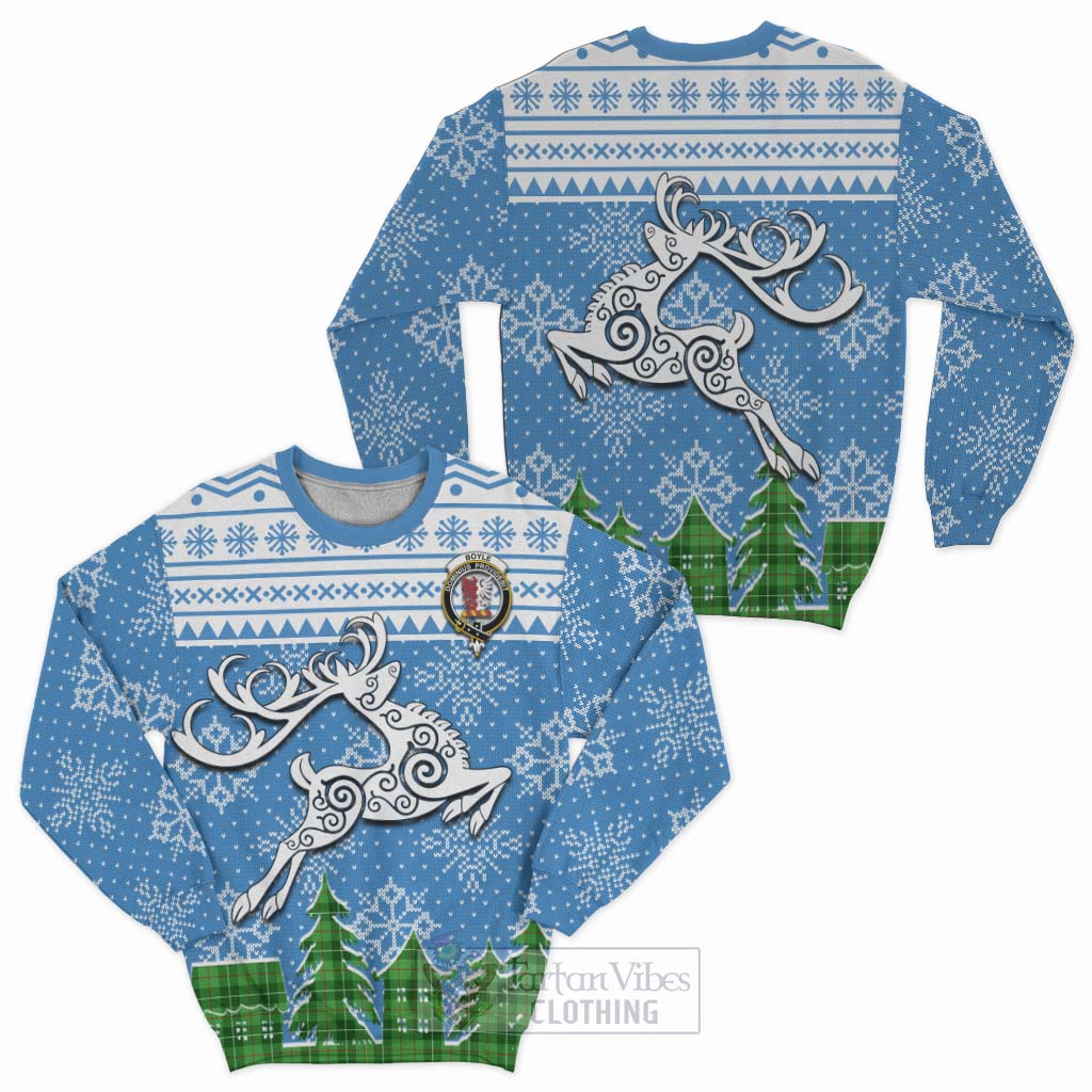 Tartan Vibes Clothing Boyle Clan Christmas Sweatshirt Celtic Reindeer Style