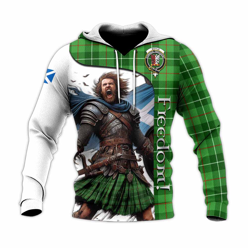 Tartan Vibes Clothing Boyle Crest Tartan Knitted Hoodie Inspired by the Freedom of Scottish Warrior