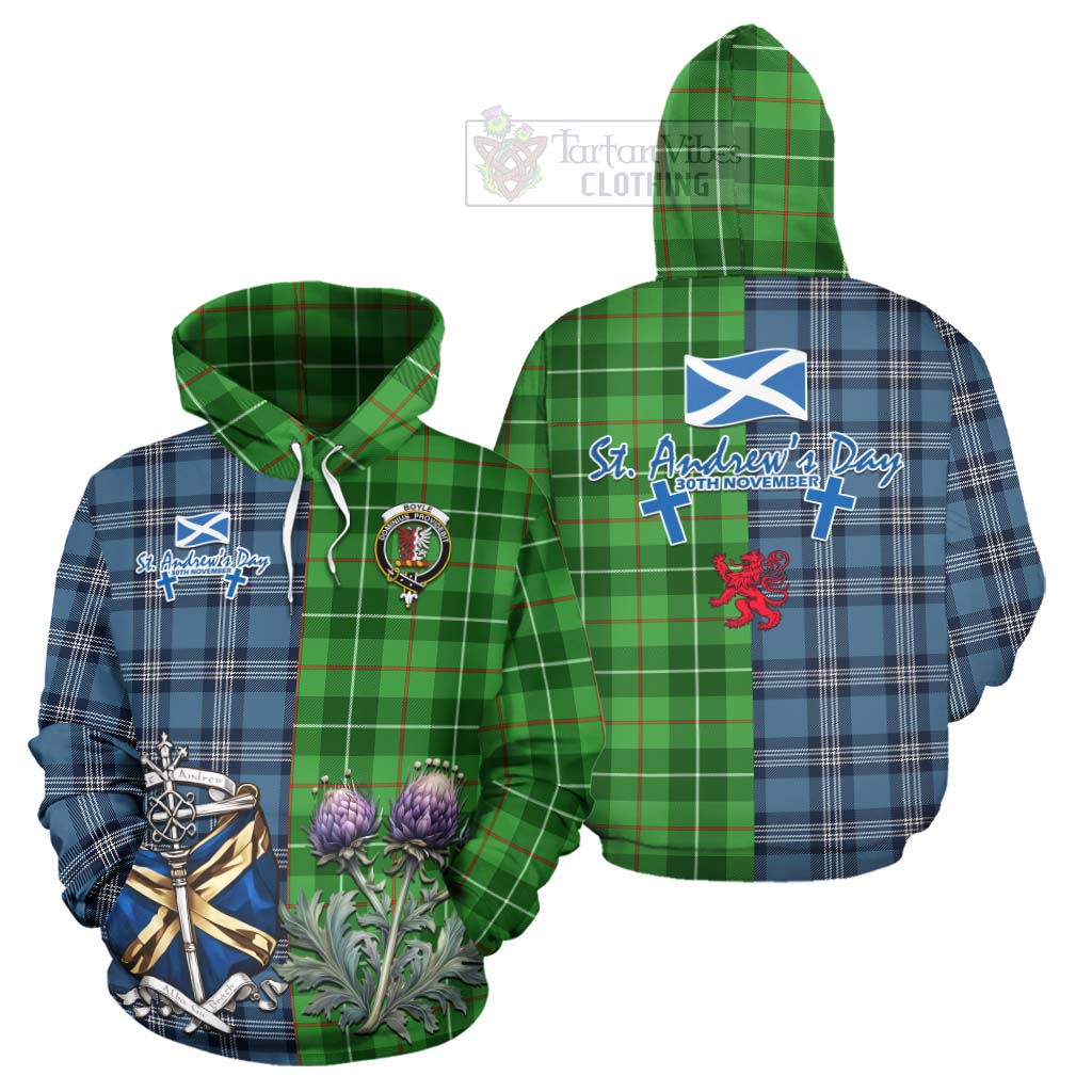 Tartan Vibes Clothing Boyle Tartan Hoodie Happy St. Andrew's Day Half Tartan Style