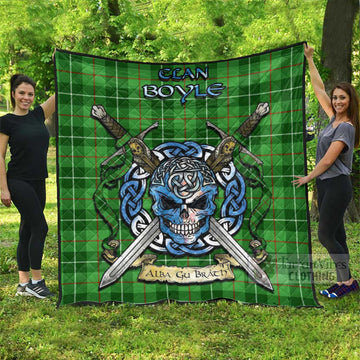 Boyle Tartan Quilt with Celtic Skull Alba Gu Brath Style