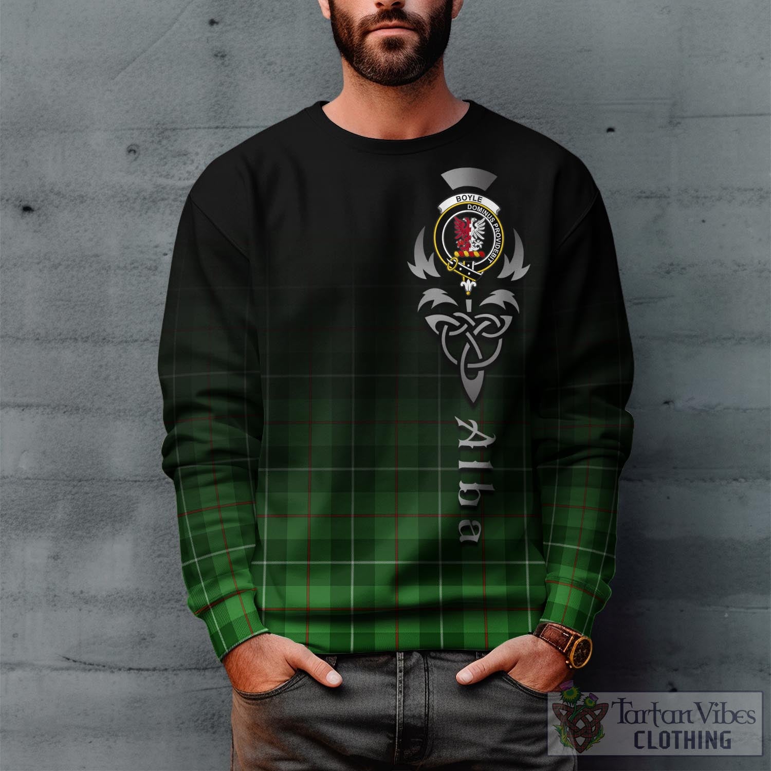 Tartan Vibes Clothing Boyle Tartan Sweatshirt Featuring Alba Gu Brath Family Crest Celtic Inspired