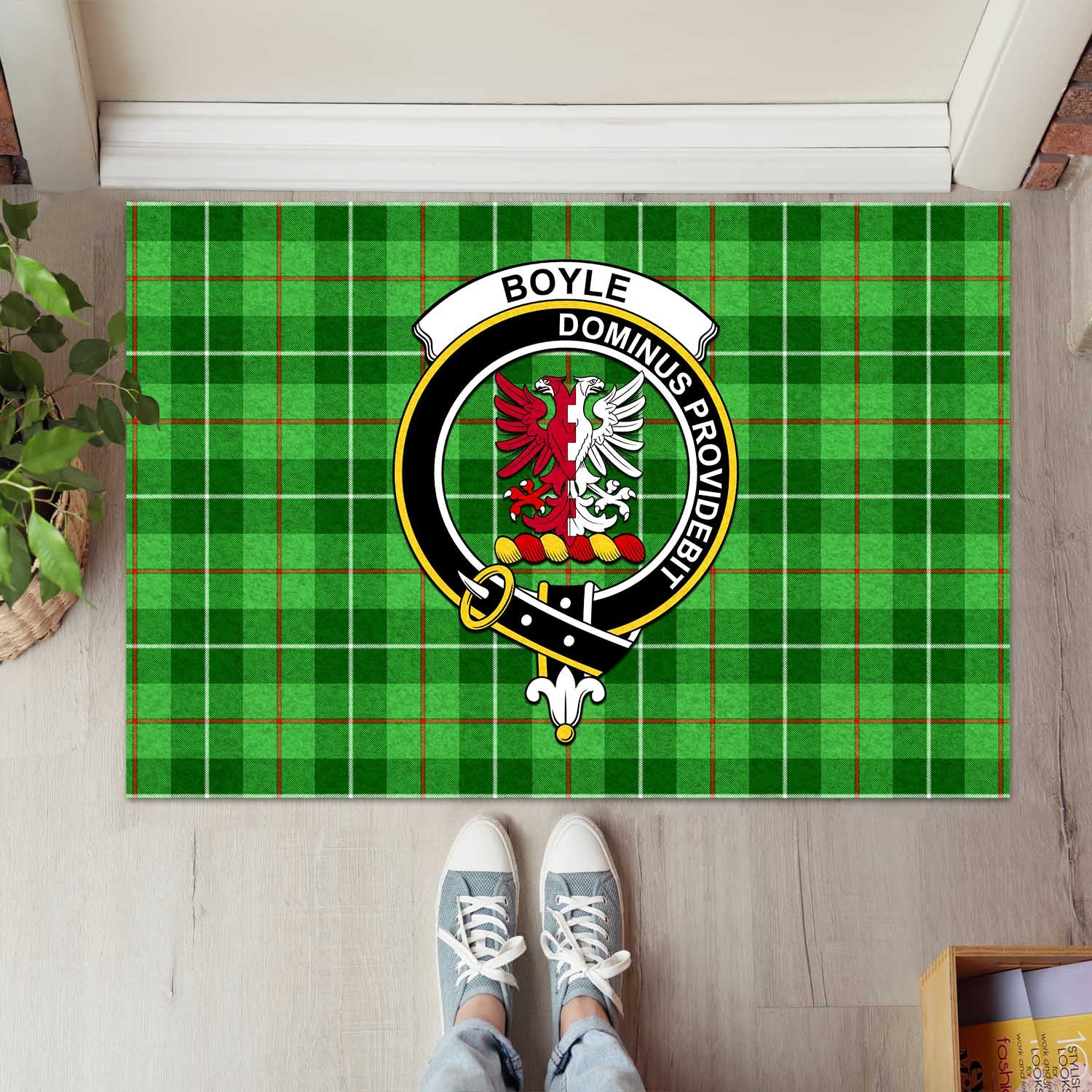 Boyle Tartan Door Mat with Family Crest - Tartanvibesclothing