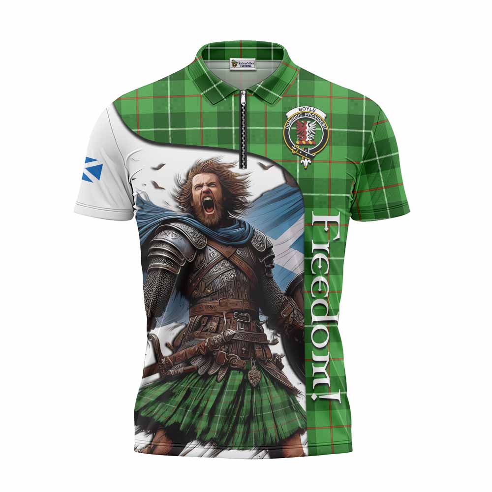 Tartan Vibes Clothing Boyle Crest Tartan Zipper Polo Shirt Inspired by the Freedom of Scottish Warrior