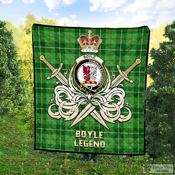 Boyle Tartan Quilt with Clan Crest and the Golden Sword of Courageous Legacy