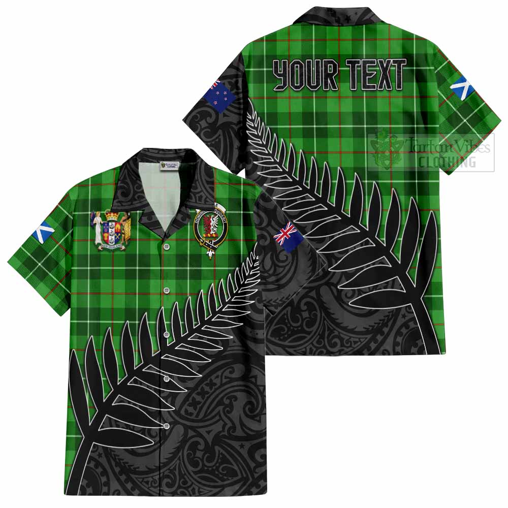 Tartan Vibes Clothing Boyle Crest Tartan Short Sleeve Button Shirt with New Zealand Silver Fern Half Style