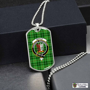 Boyle Tartan Dog Tag Necklace with Family Crest