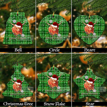 Boyle Clan Tartan Ornament with Christmas Twinkle Highland Cattle