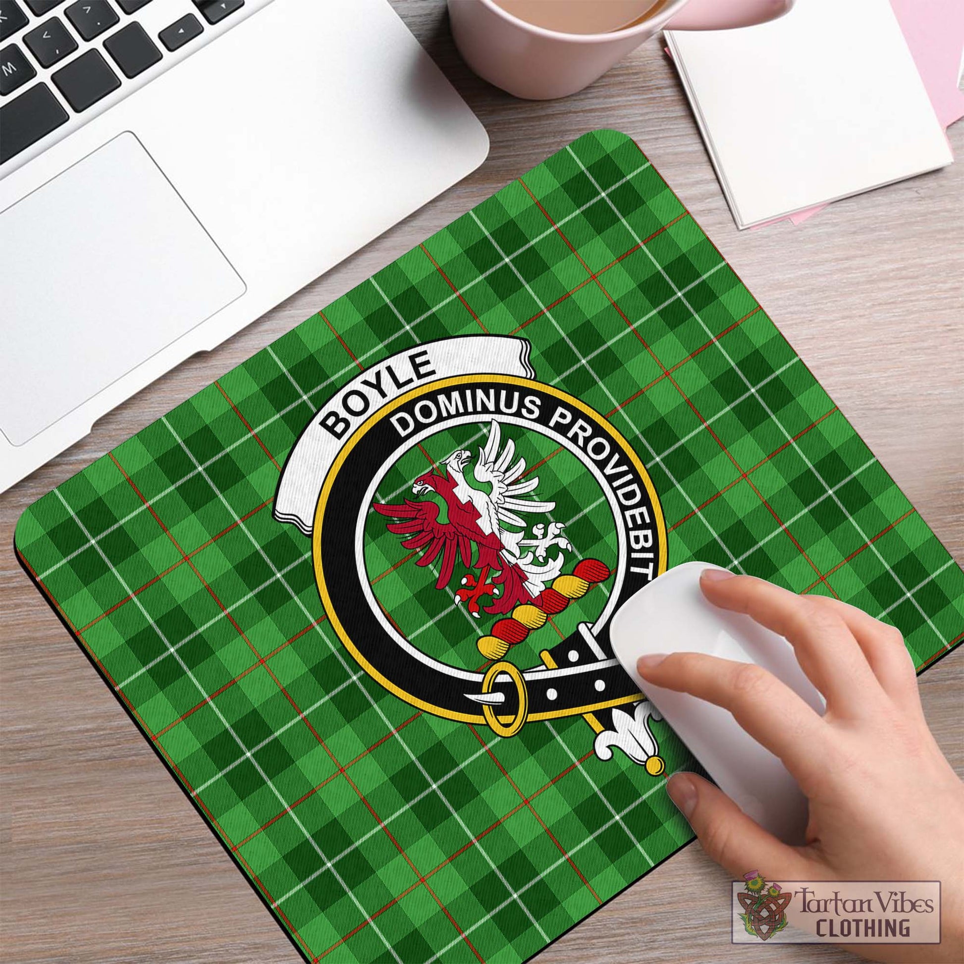 Boyle Tartan Mouse Pad with Family Crest Mouse Pad One Size 7.9 inches x 9.5 inches - Tartan Vibes Clothing