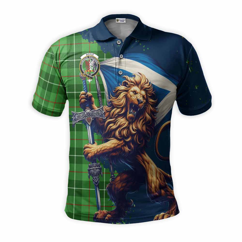 Tartan Vibes Clothing Boyle Tartan Family Crest Men's Polo Shirt with Scottish Majestic Lion