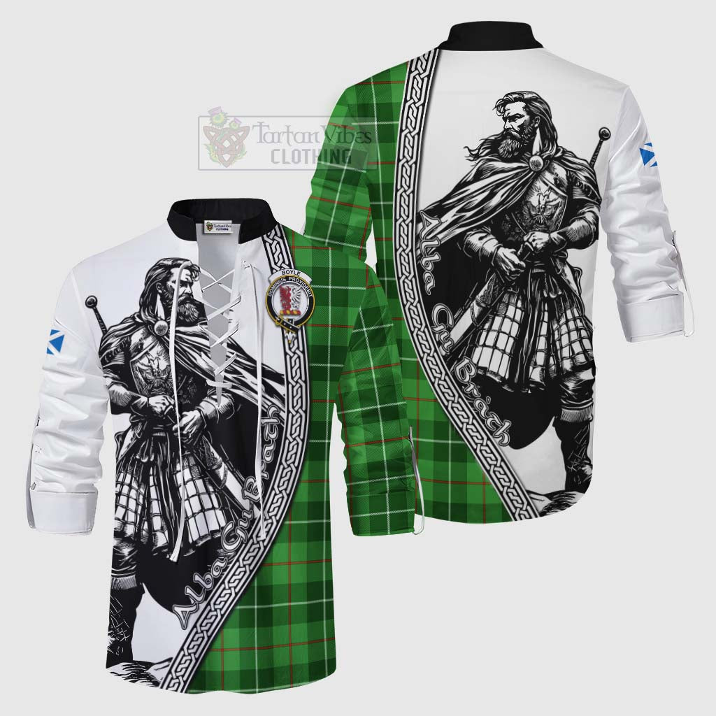 Tartan Vibes Clothing Boyle Tartan Clan Crest Ghillie Kilt Shirt with Highlander Warrior Celtic Style