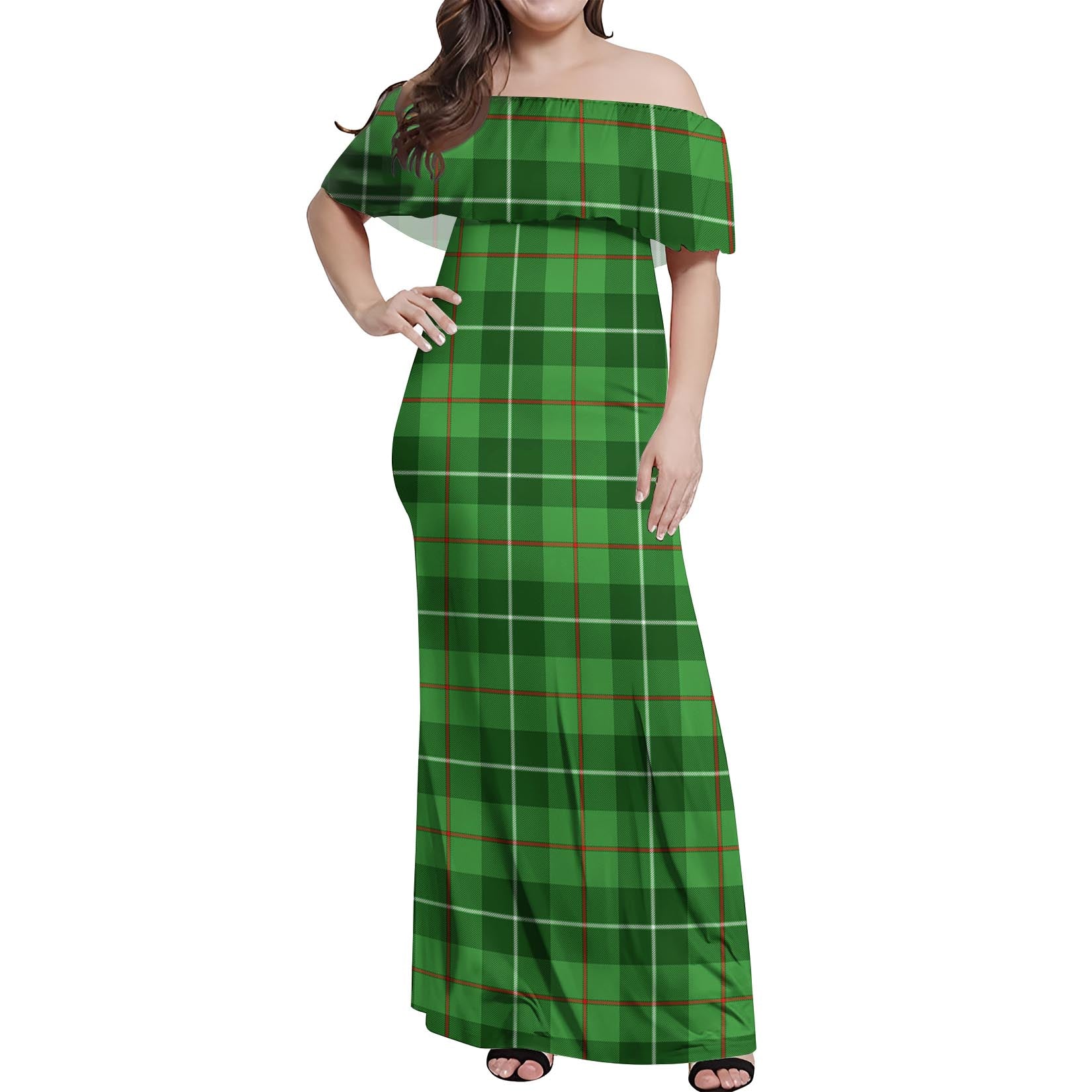 Boyle Tartan Off Shoulder Long Dress Women's Dress - Tartanvibesclothing