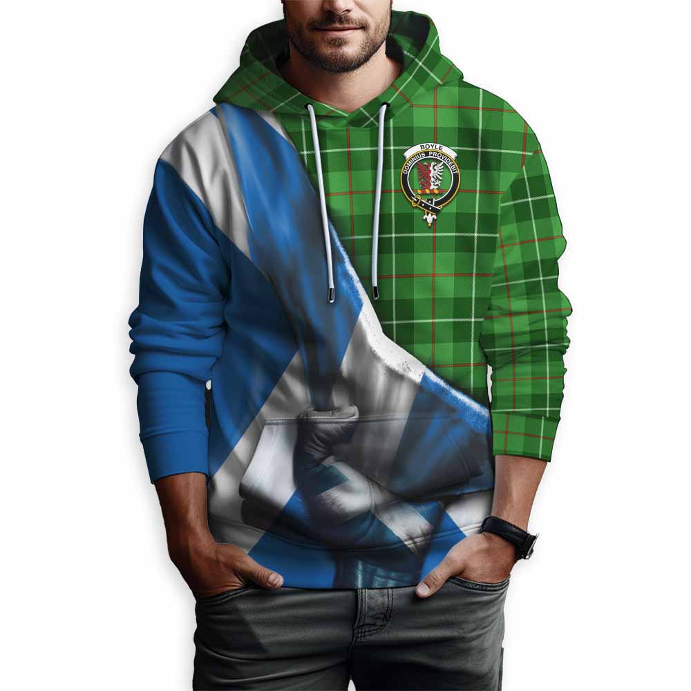 Tartan Vibes Clothing Boyle Tartan Hoodie with Family Crest Scotland Patriotic Style