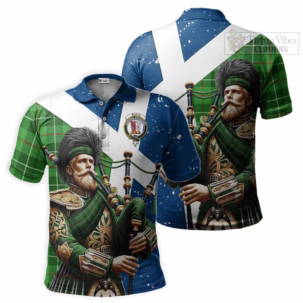 Tartan Vibes Clothing Boyle Tartan Polo Shirt with Family Crest Scottish Bagpiper Vibes