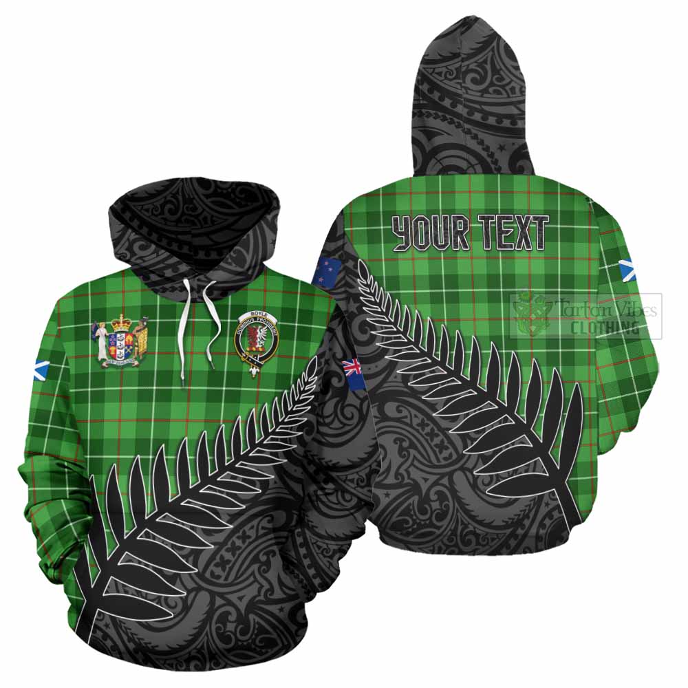 Tartan Vibes Clothing Boyle Crest Tartan Hoodie with New Zealand Silver Fern Half Style