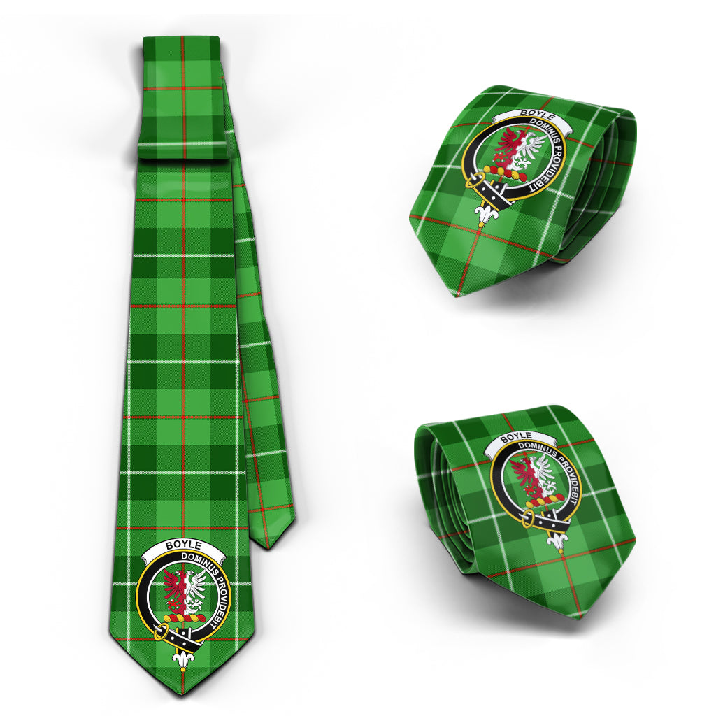 Boyle Tartan Classic Necktie with Family Crest Necktie One Size - Tartan Vibes Clothing