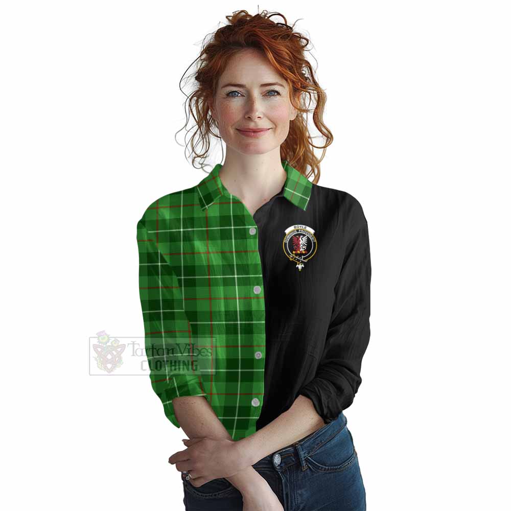 Tartan Vibes Clothing Boyle Tartan Women's Casual Shirt with Family Crest and Half Of Me Style