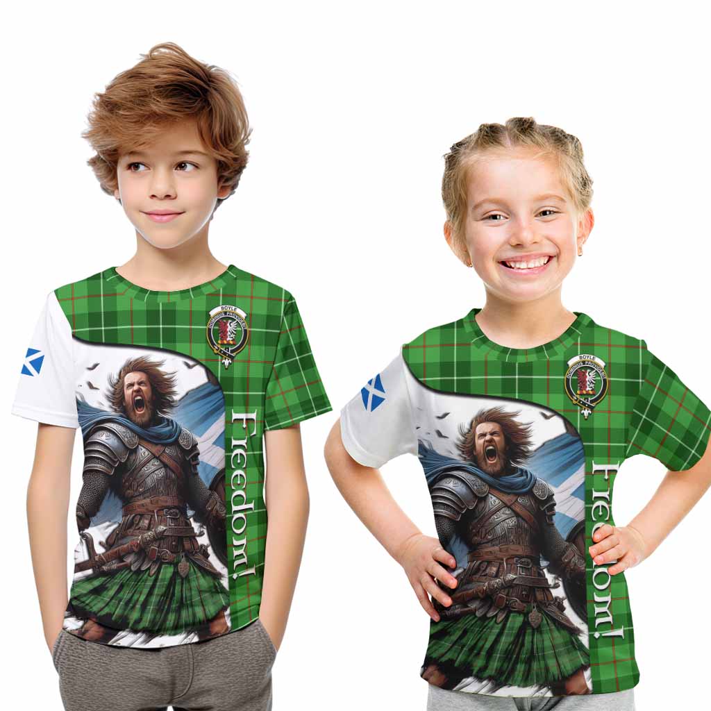 Tartan Vibes Clothing Boyle Crest Tartan Kid T-Shirt Inspired by the Freedom of Scottish Warrior