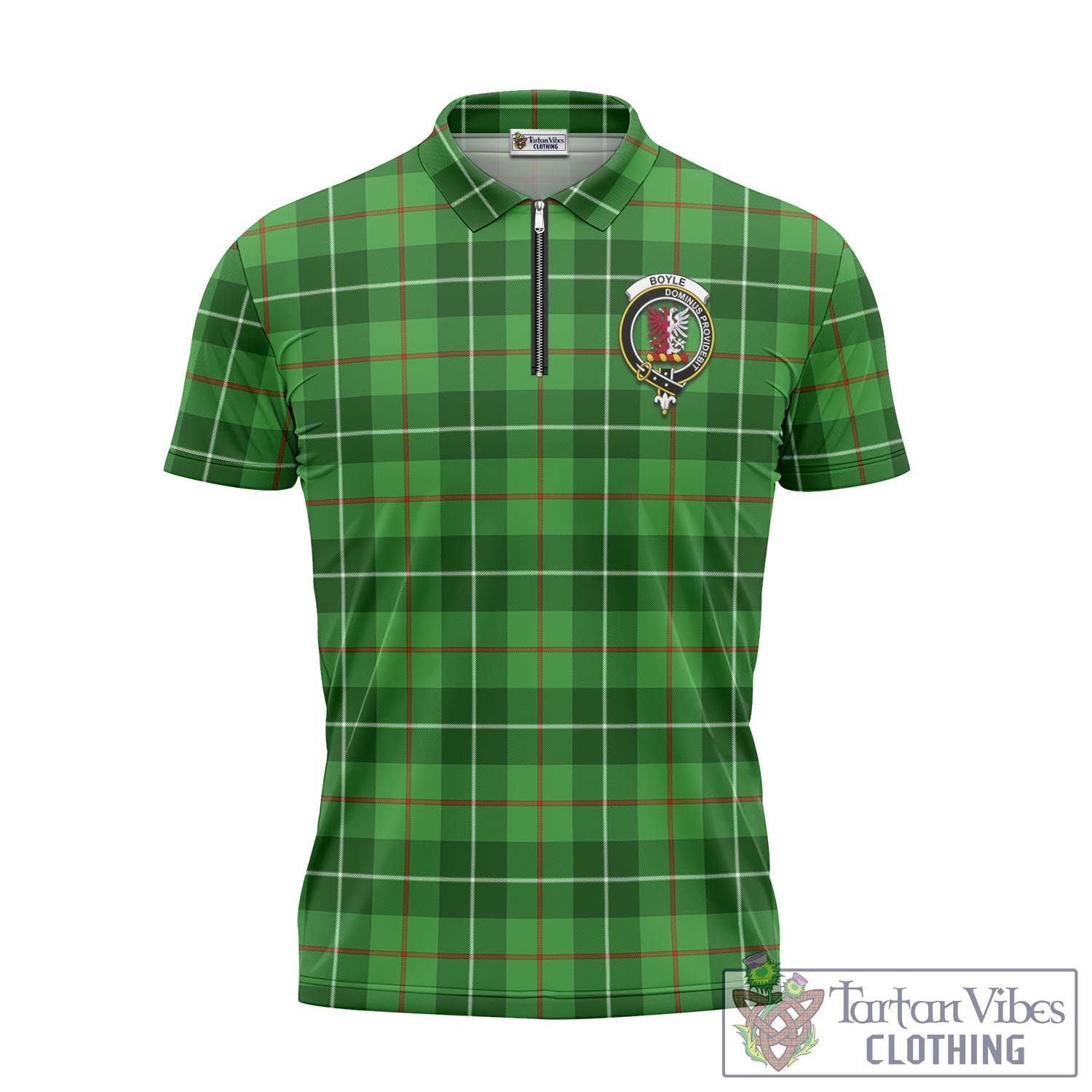 Boyle Tartan Zipper Polo Shirt with Family Crest Unisex - Tartan Vibes Clothing