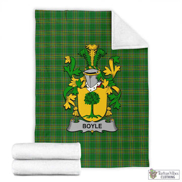 Boyle Irish Clan Tartan Blanket with Coat of Arms X-Large 59 x 79 inches 150 x 200 cm - Tartan Vibes Clothing