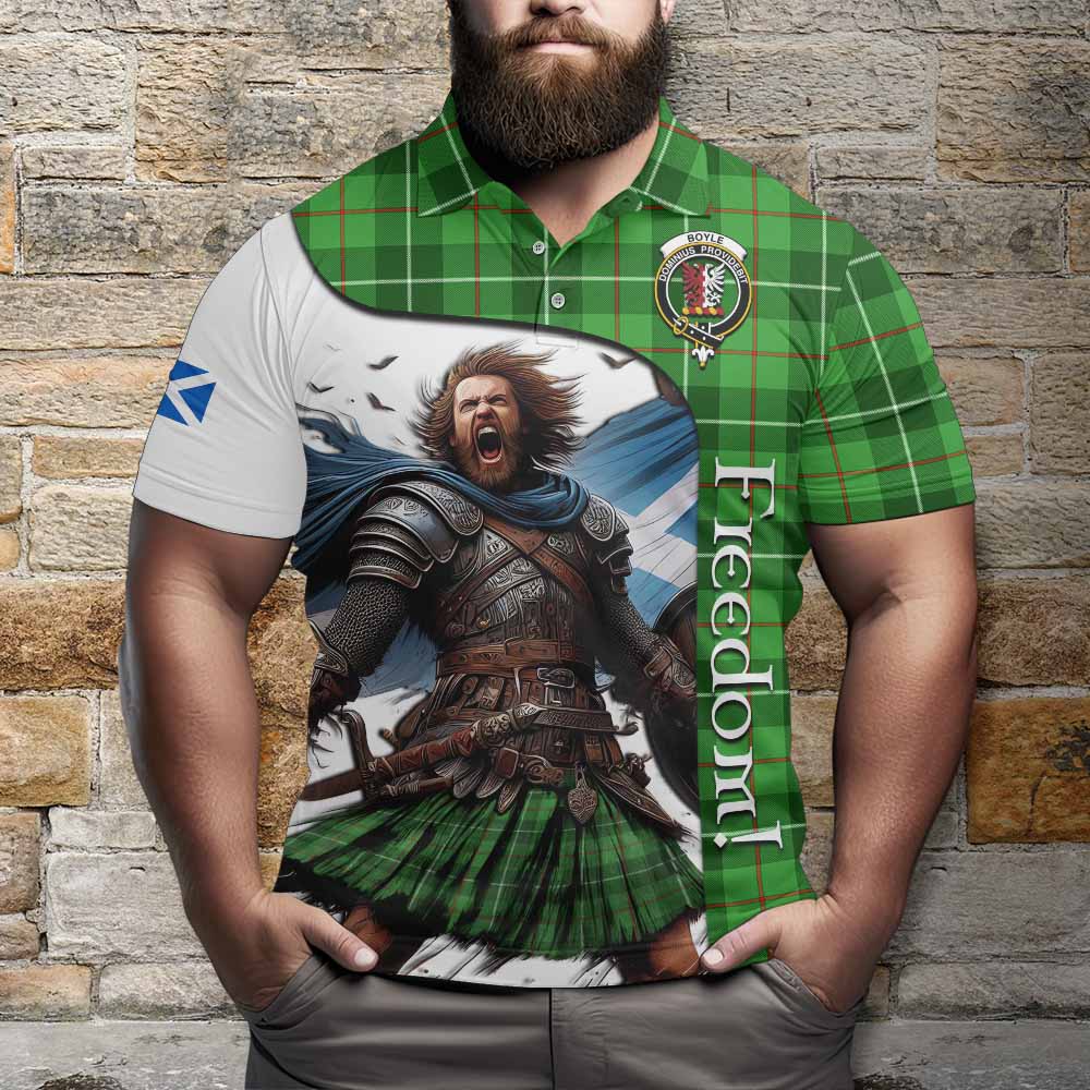 Tartan Vibes Clothing Boyle Crest Tartan Polo Shirt Inspired by the Freedom of Scottish Warrior