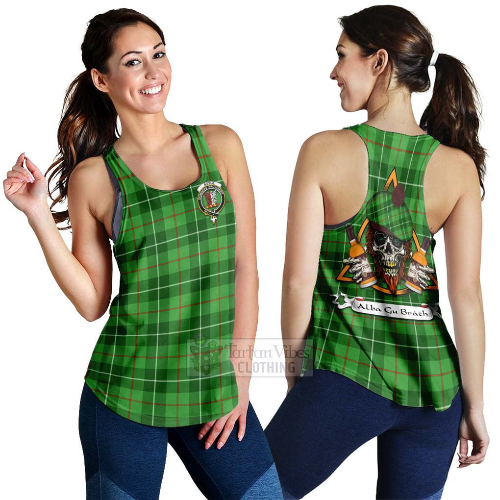 Tartan Vibes Clothing Boyle Tartan Women's Racerback Tanks with Family Crest and Bearded Skull Holding Bottles of Whiskey