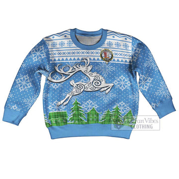 Boyle Clan Christmas Kid Ugly Sweater with Tartan and Celtic Reindeer Style