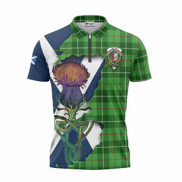 Boyle Tartan Family Crest Zipper Polo Shirt Scottish Thistle Celtic Inspired Unisex - Tartan Vibes Clothing