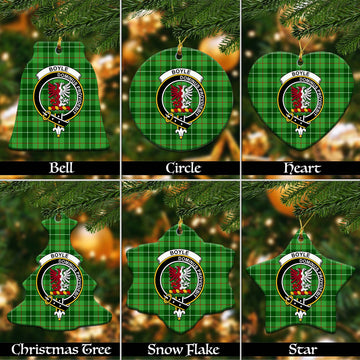 Boyle Tartan Christmas Ceramic Ornaments with Family Crest