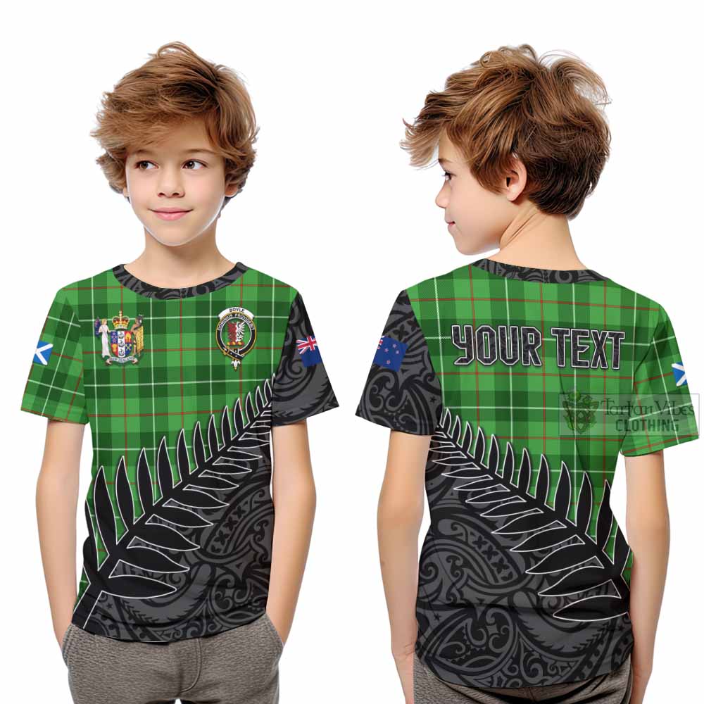 Tartan Vibes Clothing Boyle Crest Tartan Kid T-Shirt with New Zealand Silver Fern Half Style