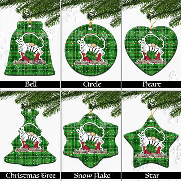 Boyle Tartan Christmas Ceramic Ornaments with Scottish Gnome Playing Bagpipes