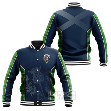 Boyle Tartan Baseball Jacket with Family Crest and Scottish Thistle Vibes Sport Style