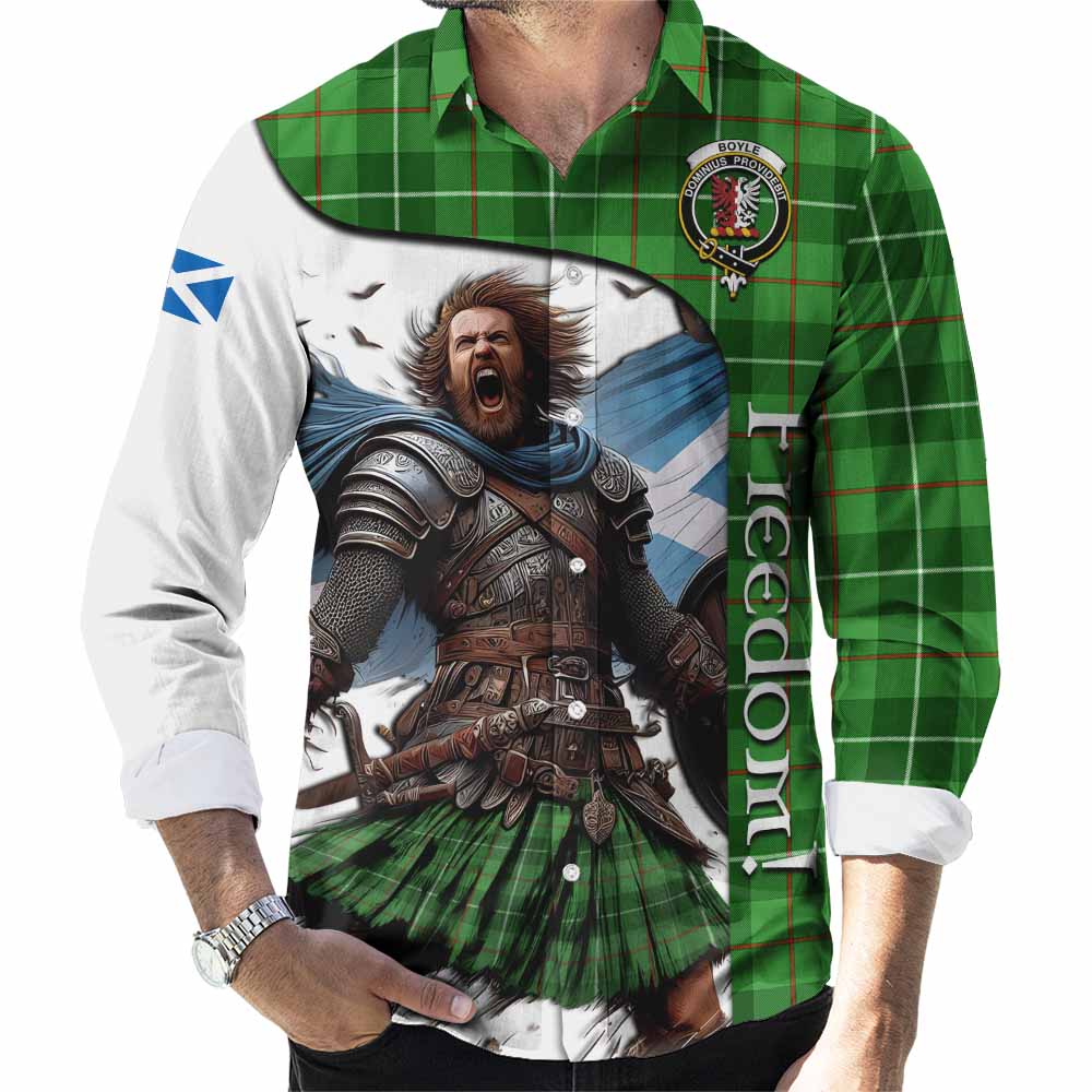 Tartan Vibes Clothing Boyle Crest Tartan Long Sleeve Button Shirt Inspired by the Freedom of Scottish Warrior