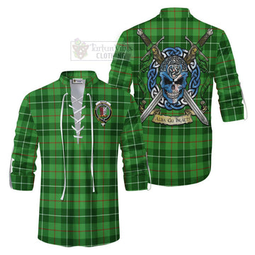 Boyle Tartan Ghillie Kilt Shirt with Family Crest Celtic Skull Style