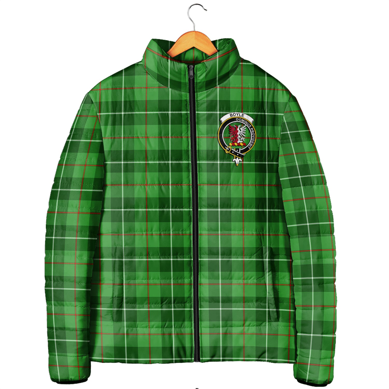 Boyle Tartan Padded Jacket with Family Crest Men's Padded Jacket - Tartan Vibes Clothing