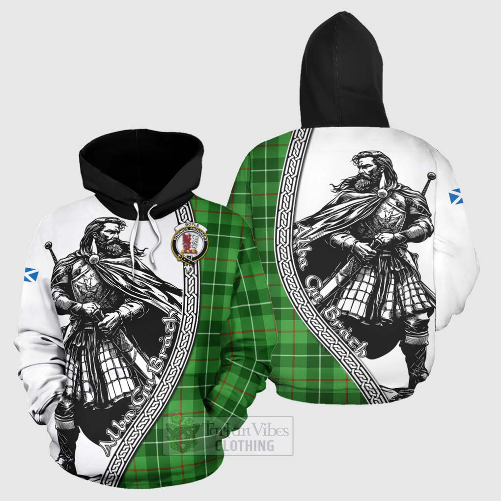 Tartan Vibes Clothing Boyle Tartan Clan Crest Hoodie with Highlander Warrior Celtic Style