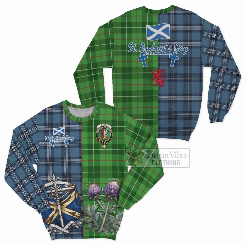 Tartan Vibes Clothing Boyle Tartan Sweatshirt Happy St. Andrew's Day Half Tartan Style