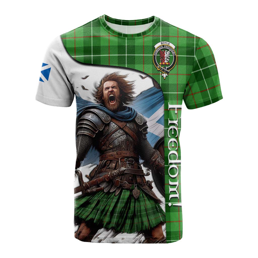 Tartan Vibes Clothing Boyle Crest Tartan Cotton T-shirt Inspired by the Freedom of Scottish Warrior