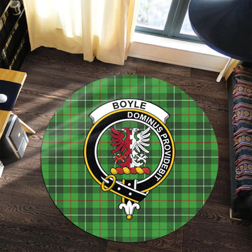 Boyle Tartan Round Rug with Family Crest