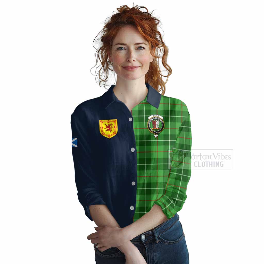 Tartan Vibes Clothing Boyle Tartan Women's Casual Shirt Alba with Scottish Lion Royal Arm Half Style