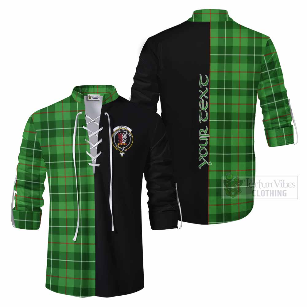 Tartan Vibes Clothing Boyle Tartan Ghillie Kilt Shirt with Family Crest and Half Of Me Style